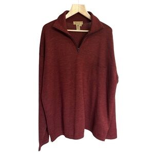 TSR Tricots St. Raphael Men’s 100% Pure New Wool Maroon 1/4 Zip Sweater, XXL